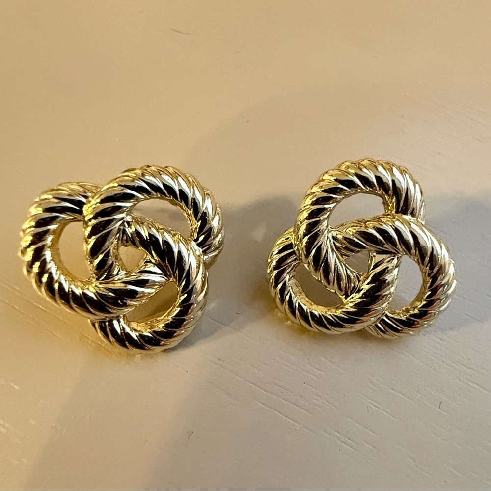 Triple Love Knot Earrings Textured Twisted Rope Nautical Quite Luxury Mob Wife